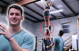 Forcing Beginner To Try Scariest Cheer Stunt