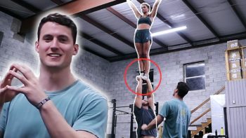 Forcing Beginner To Try Scariest Cheer Stunt