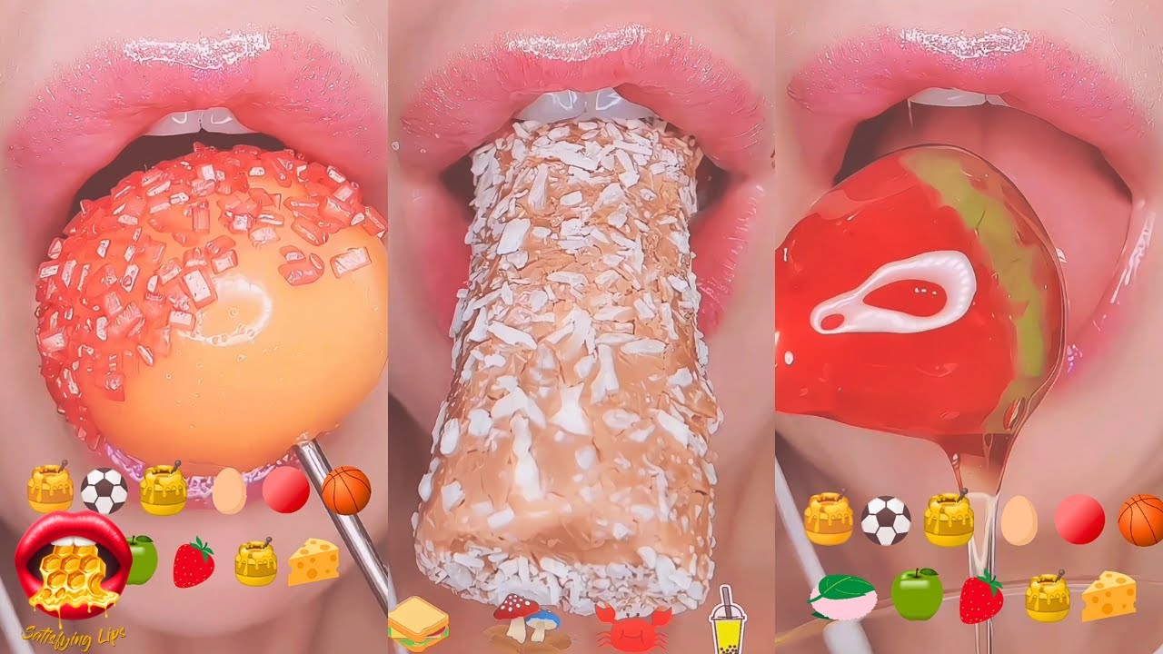 12 Minutes Satisfying ASMR Eating Emoji Food Challenge Compilation Mukbang 먹방