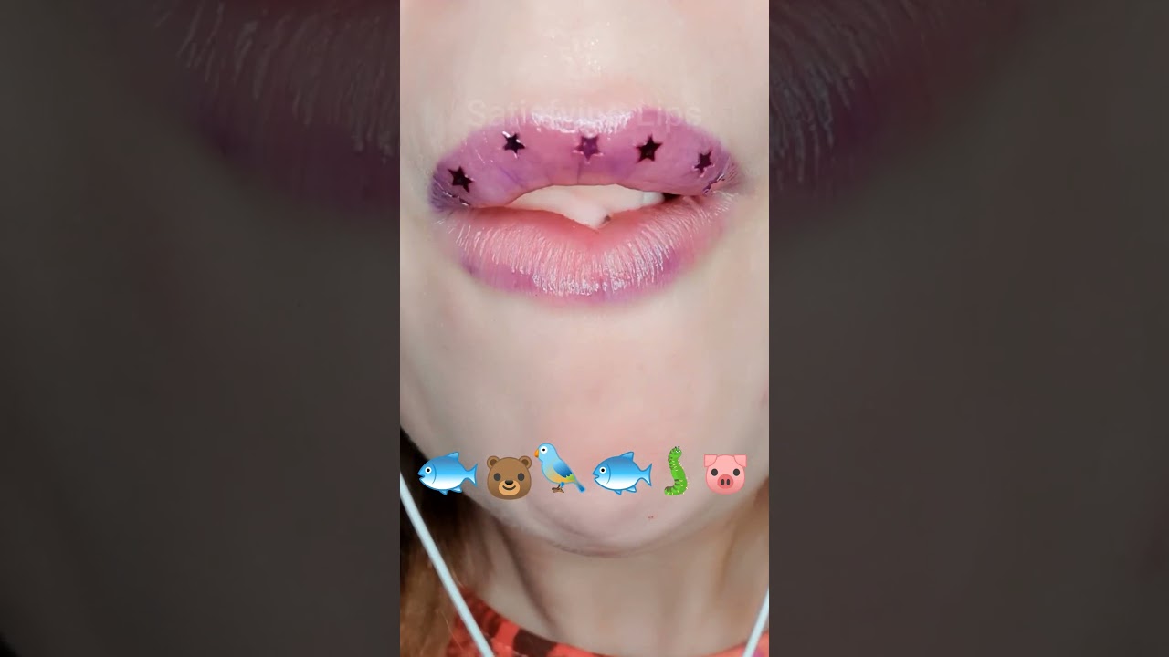 ASMR Satisfying Eating Animal Emojis 🐟🦜🐷 #asmr #emojichallenge #mukbang