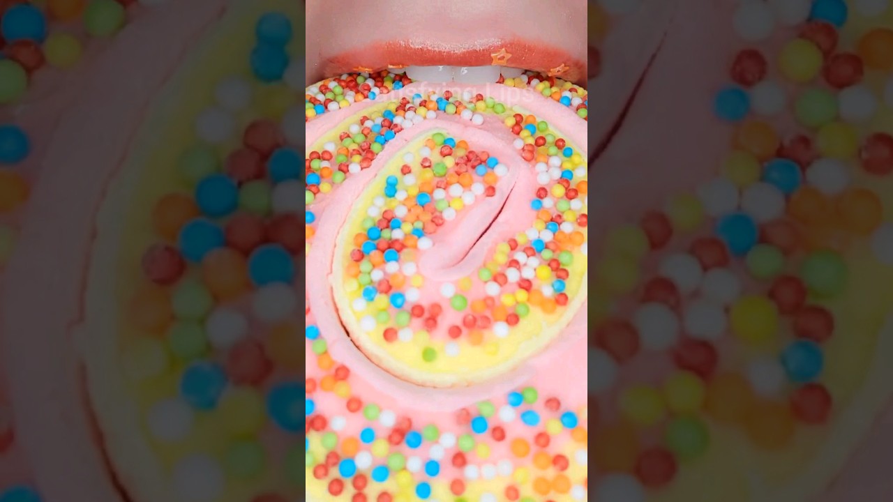 ASMR Satisfying Eating Colourful Rainbow Marshmallow 🌈 #asmr #asmrsounds #satisfyinglips