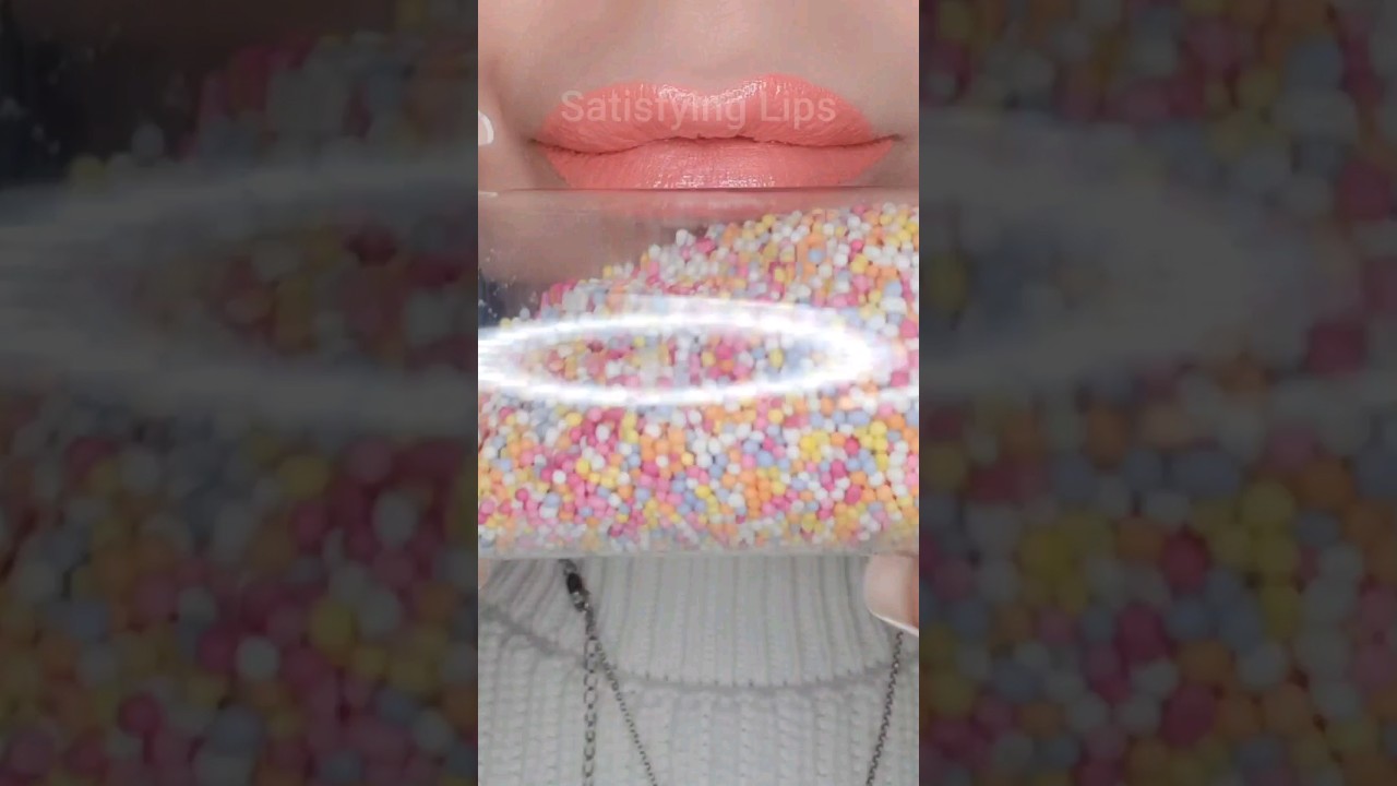 ASMR Satisfying Eating Crunchy Colourful Sprinkles 🌈 #asmr #asmrsounds #mukbang