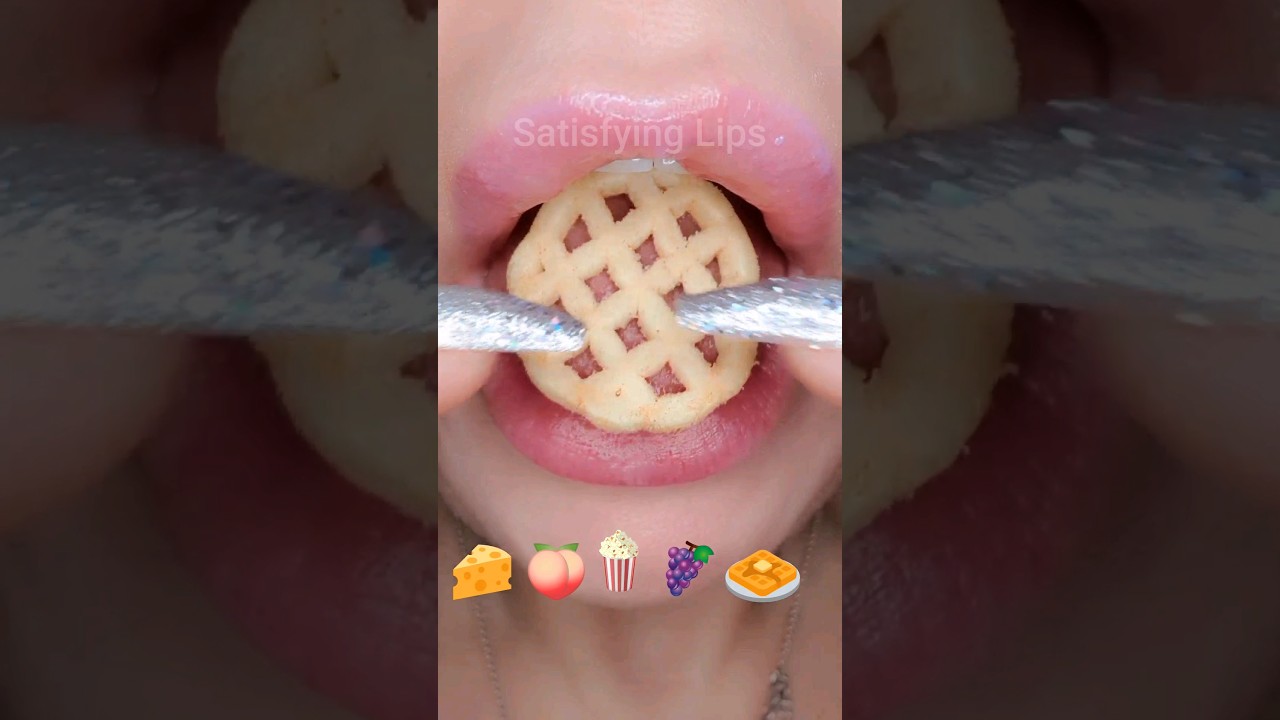 ASMR Satisfying Eating Delicious Emoji Foods 🧀🍇🧇 #asmr #emojichallenge #asmreating
