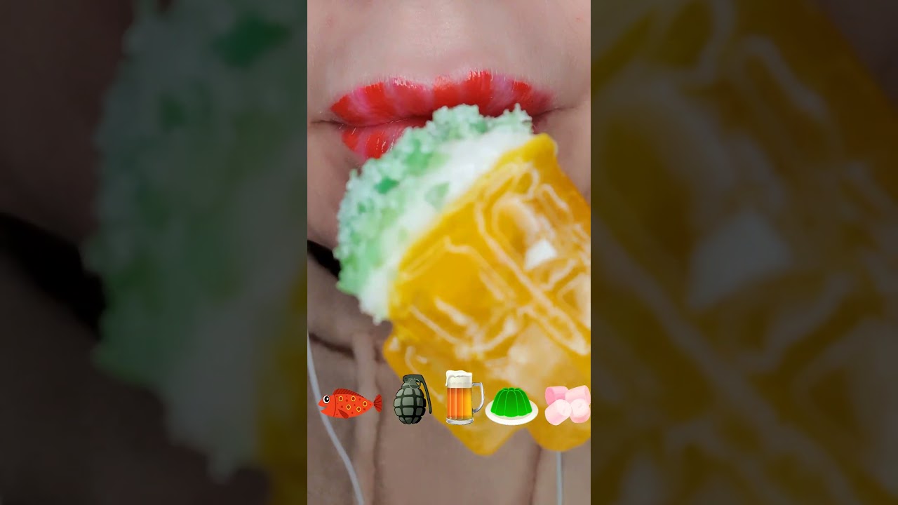 ASMR Satisfying Eating Delicious Emoji Mashup 🐟🍺💣 #asmr #emojichallenge #asmreating