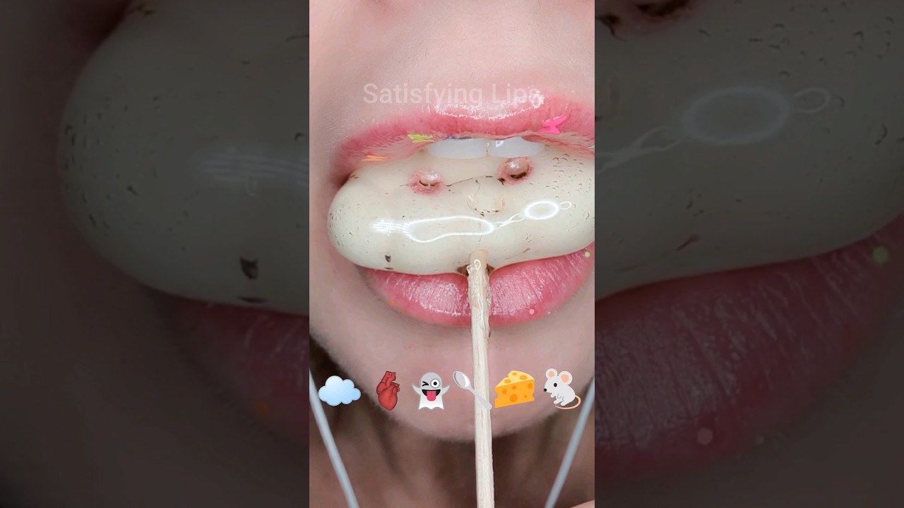 ASMR Satisfying Eating Emoji Mukbang Sounds ☁️👻🧀 #oddlysatisfying #asmreating #asmrsounds
