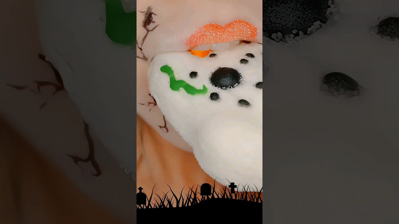 ASMR Satisfying Eating Halloween Sugar Skull 💀 #Halloween #asmr #halloweenwithshorts