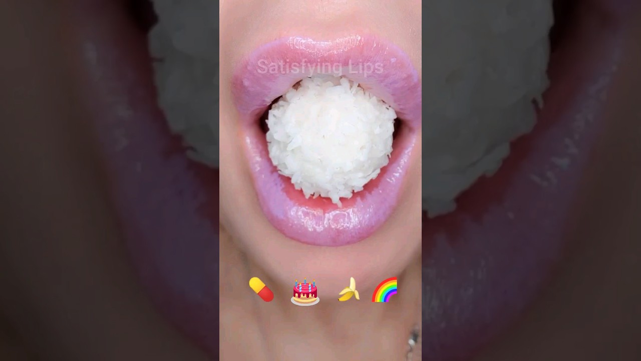 ASMR Satisfying Eating Tasty Emoji Foods 🥥🎂🌈 #asmrvideos #emojichallenge #asmrfoods