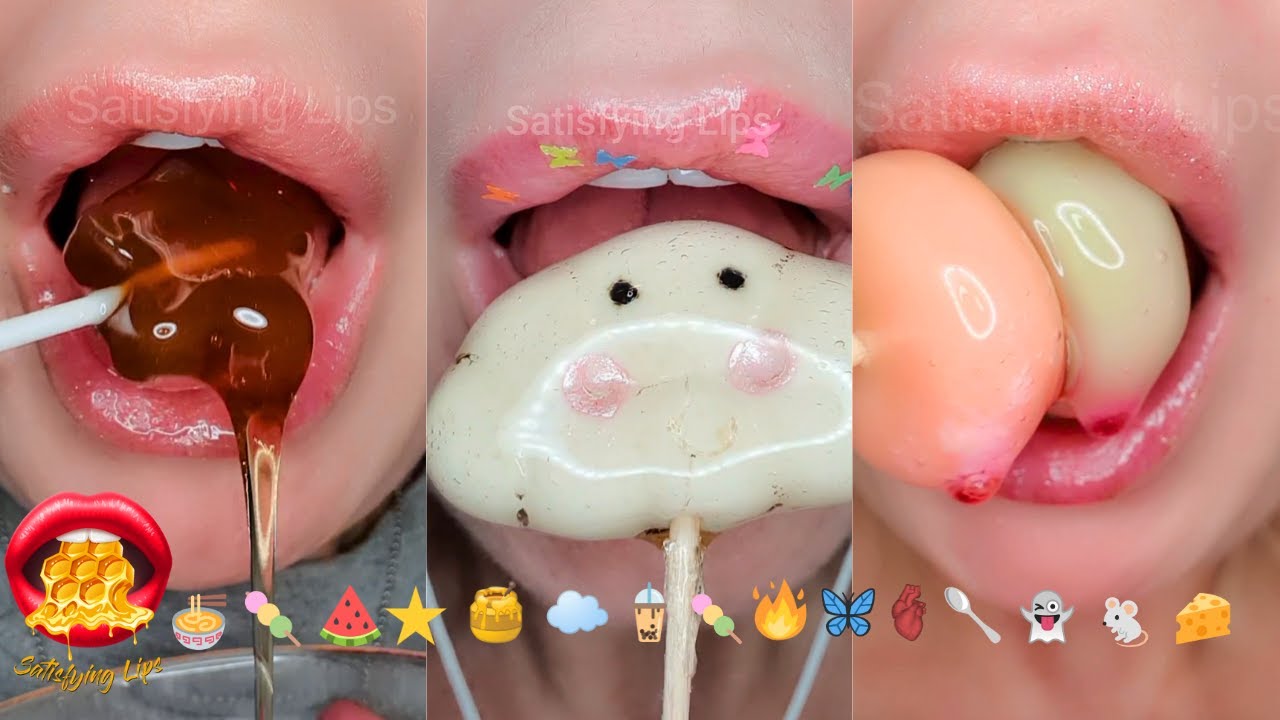 Most Satisfying Mukbang Emoji Food Challenge ASMR Eating MOCHI HONYCOMB JELLY 먹방