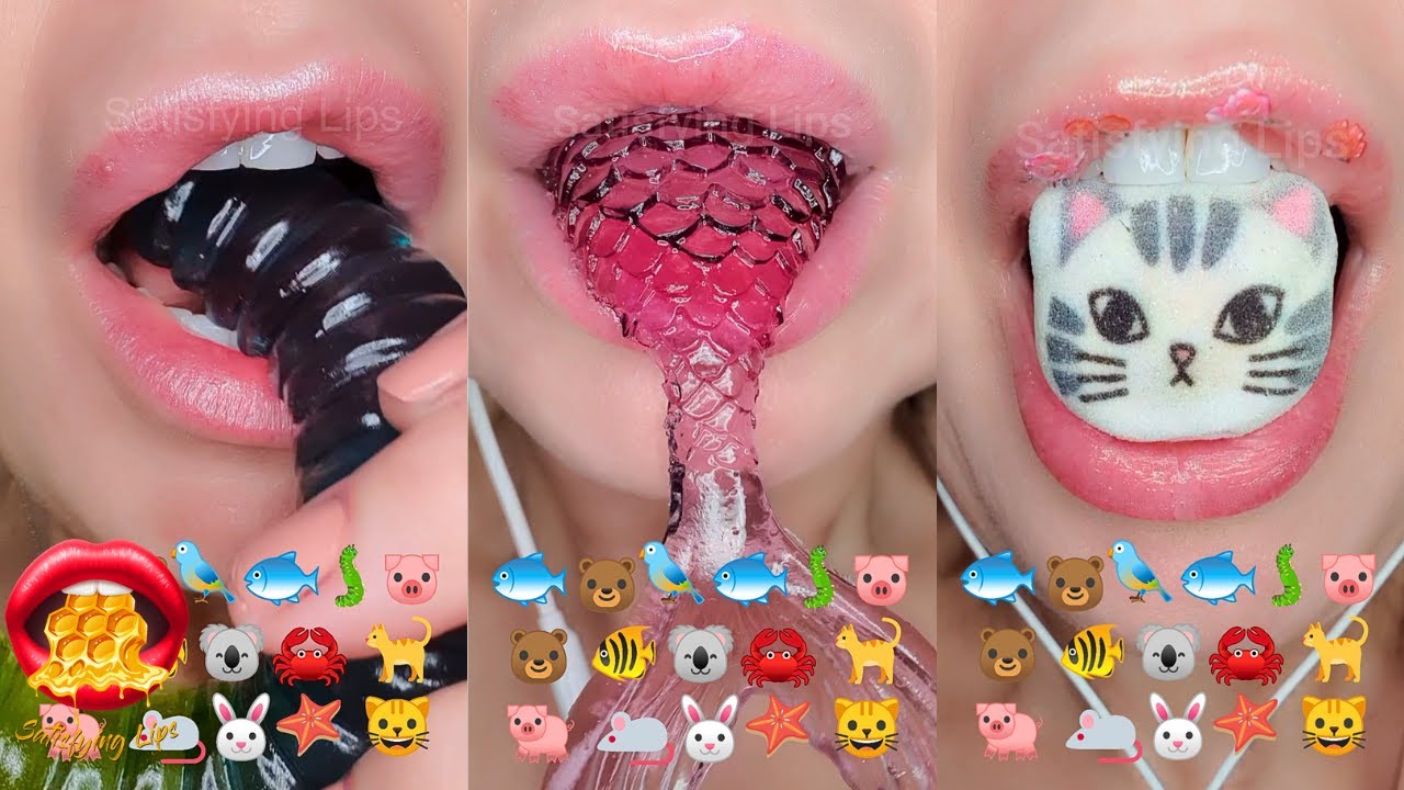 MUKBANG CHALLENGE ASMR Eating ANIMAL & CREATURE Emoji Satisfying Food 먹방
