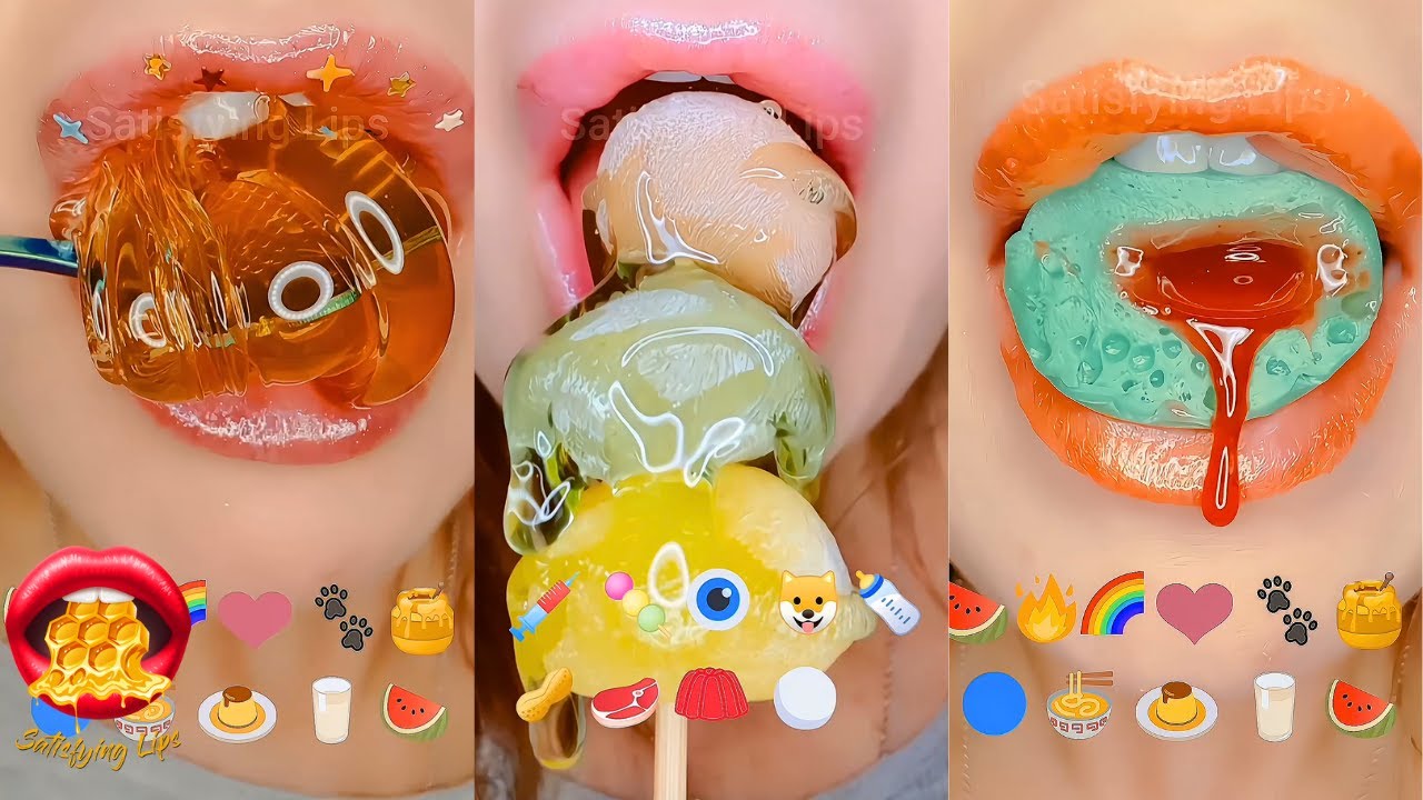 Satisfying ASMR Eating Emoji Food Challenge Edited Compilation Mukbang 먹방