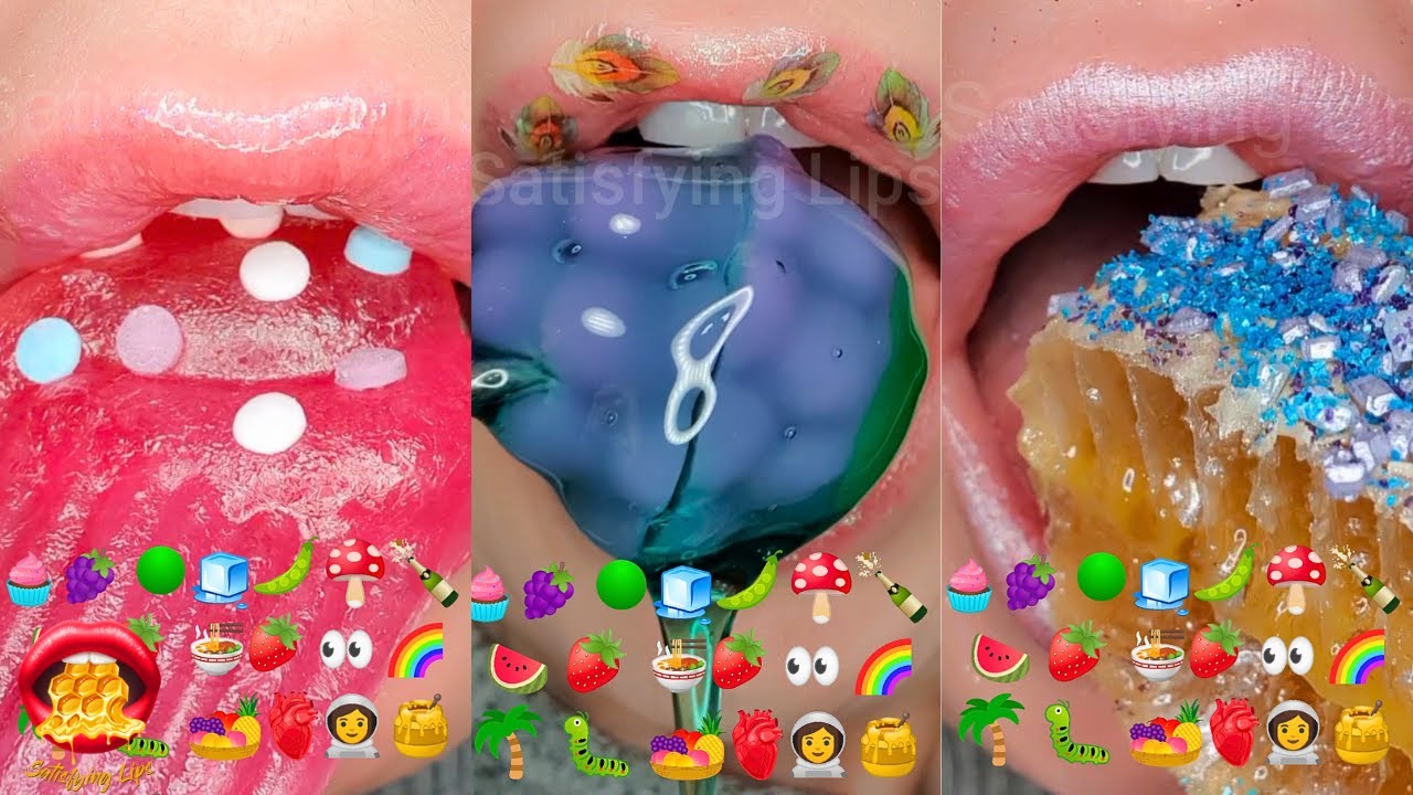 Satisfying EMOJI FOOD CHALLENGE! ASMR Eating Kohakutou Gummy Balls Jelly Fondant Mukbang 먹방