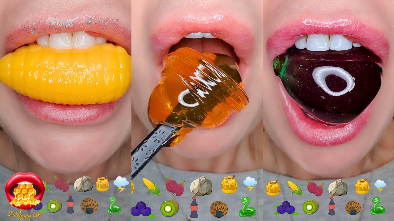Satisfying EMOJI FOOD CHALLENGE! ASMR Eating Tanghulu Gummy Balls Honey Mukbang 먹방