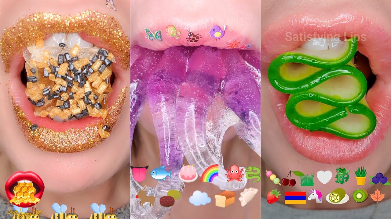 10 BRAIN TINGLE Minutes For Sleep Relax Study ASMR Eating Emoji Food Mukbang MASHUP