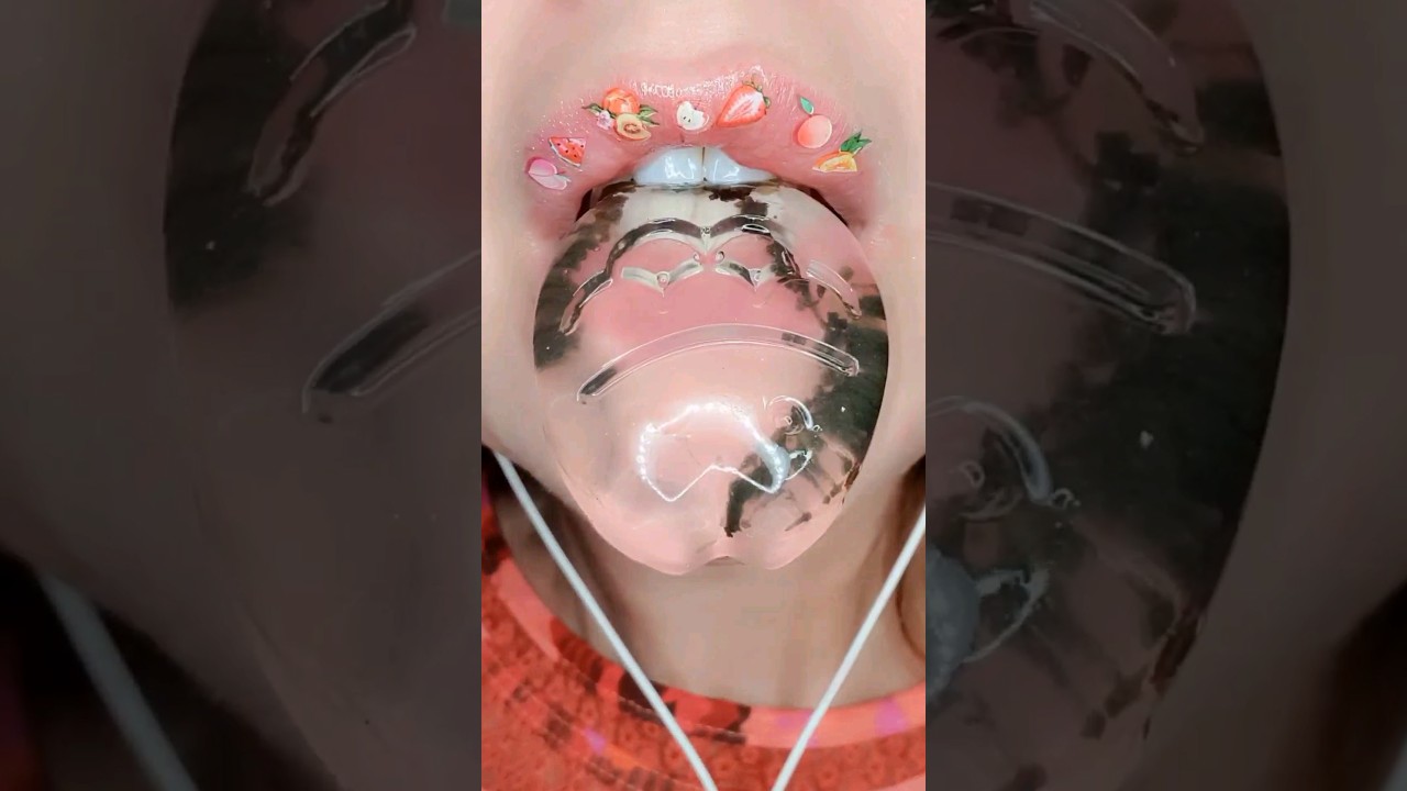 ASMR Satisfying Eating Clear Jelly Fish 🐟 #asmr #emojichallenge #satisfyingsounds