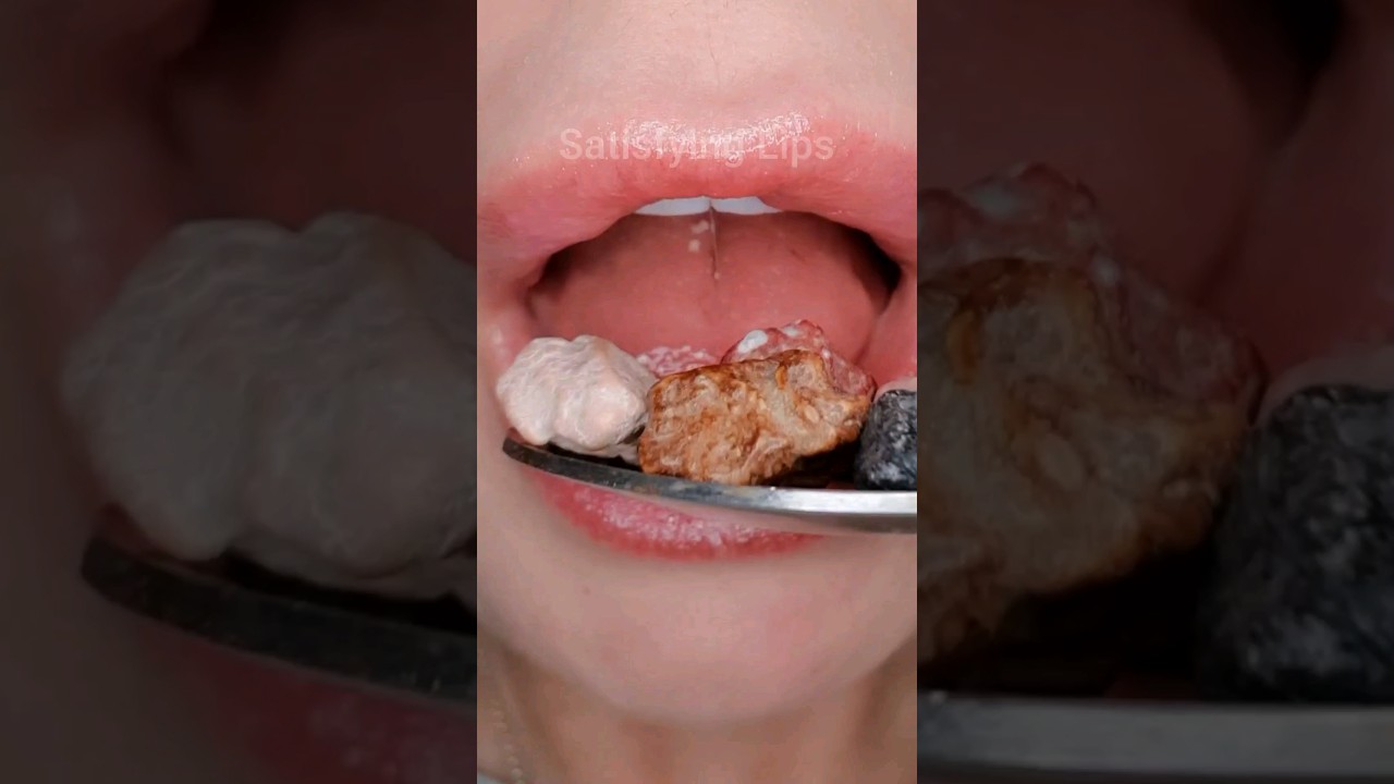 ASMR Satisfying Eating Crunchy Rock Candy 🪨 #asmr #asmrcrunch #mukbang
