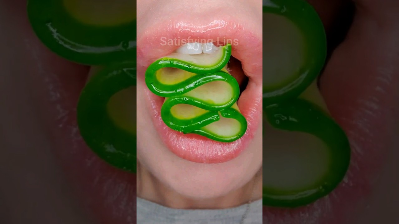 ASMR Satisfying Eating Green Soft Ribbon Candy #asmr #sleepsounds #asmrsounds