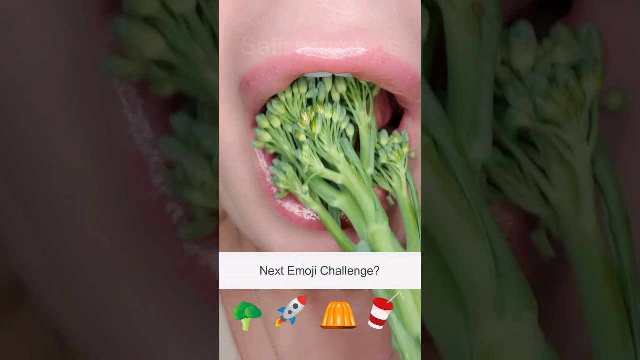 ASMR Satisfying Eating Tasty Emoji Foods 🥦🚀🥛 #asmr #emojichallenge #holidayswithshorts