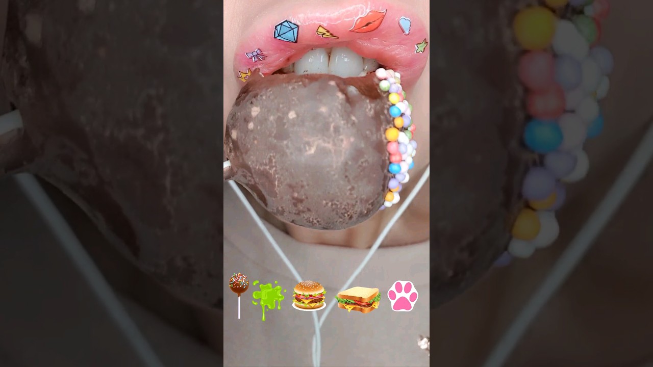ASMR Satisfying Eating Tasty Emoji Mukbang 🍔🥪🐾 #asmr #mukbang #satisfying