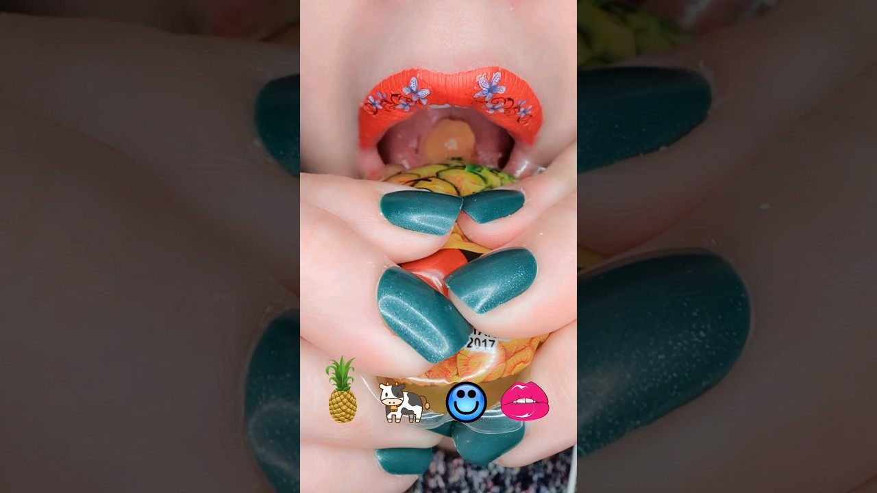 ASMR Satisfying Eating Tasty Emojis 🍍😊 💋 #asmr #emojifoodchallenge #asmrfood
