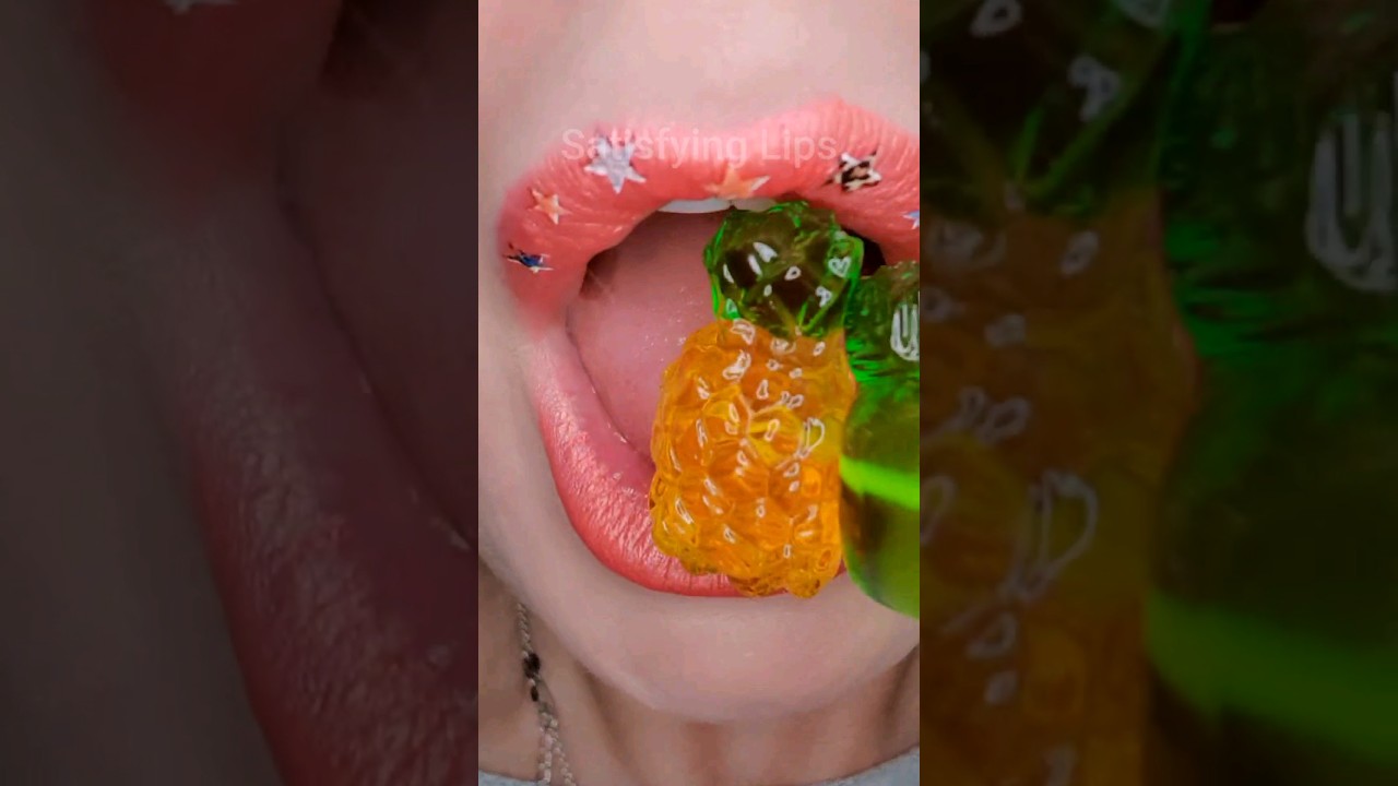 ASMR Satisfying Eating Tiny Gummy Fruits #asmr #asmrfood #mukbang