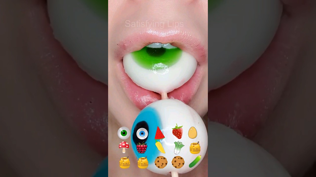ASMR Satisfying Eating Very Tatsy Emojis 👁🍓🍳 #asmr #emojichallenge #asmreating