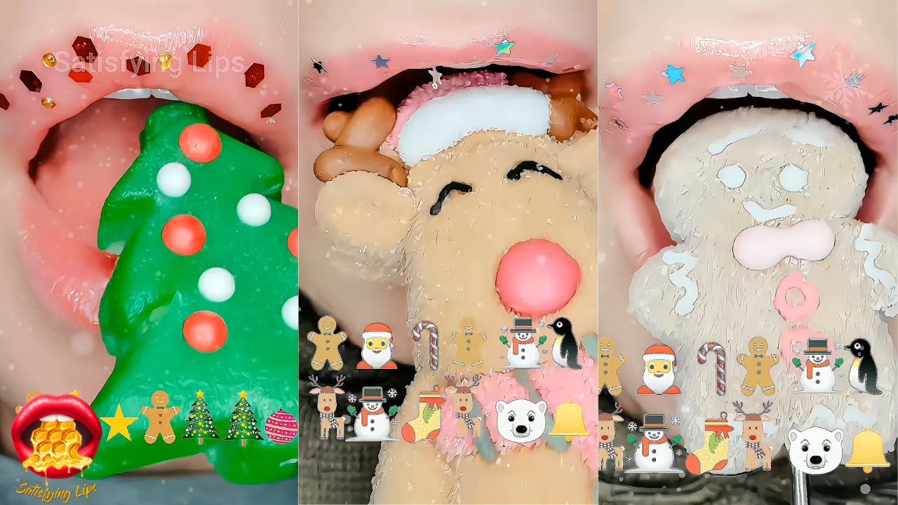 CHRISTMAS EMOJI FOOD CHALLENGE! Satisfying ASMR Edited Compilation Mukbang 먹방
