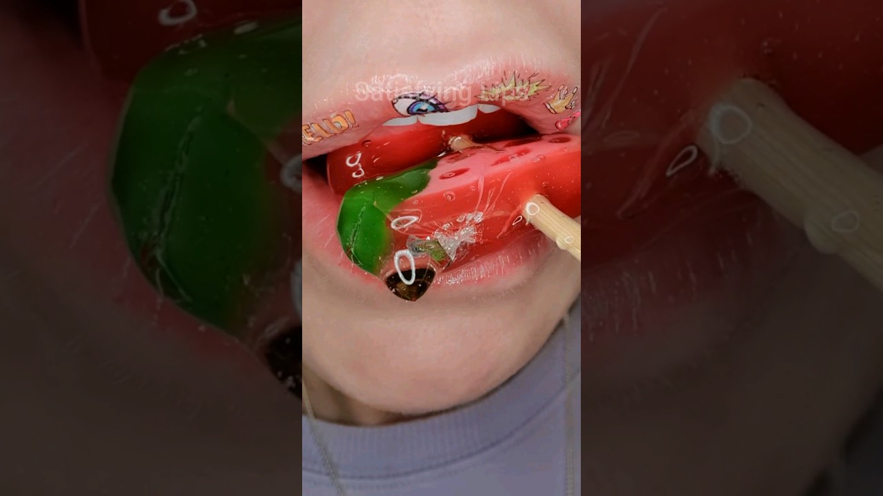 ASMR Satisfying Eating Crunchy Tanghulu Strawberry Candy #asmr #asmrcrunch #mukbang