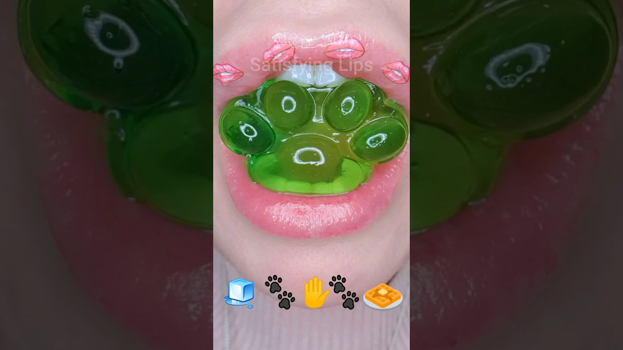 ASMR Satisfying Eating Emoji Foods 🧊✋️🐾 #asmr #emojichallenge #mukbang