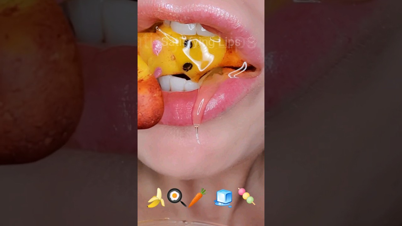 ASMR Satisfying Eating Emoji Foods Challenge 🍌🌵🌸 #asmr #emojichallenge #asmreating