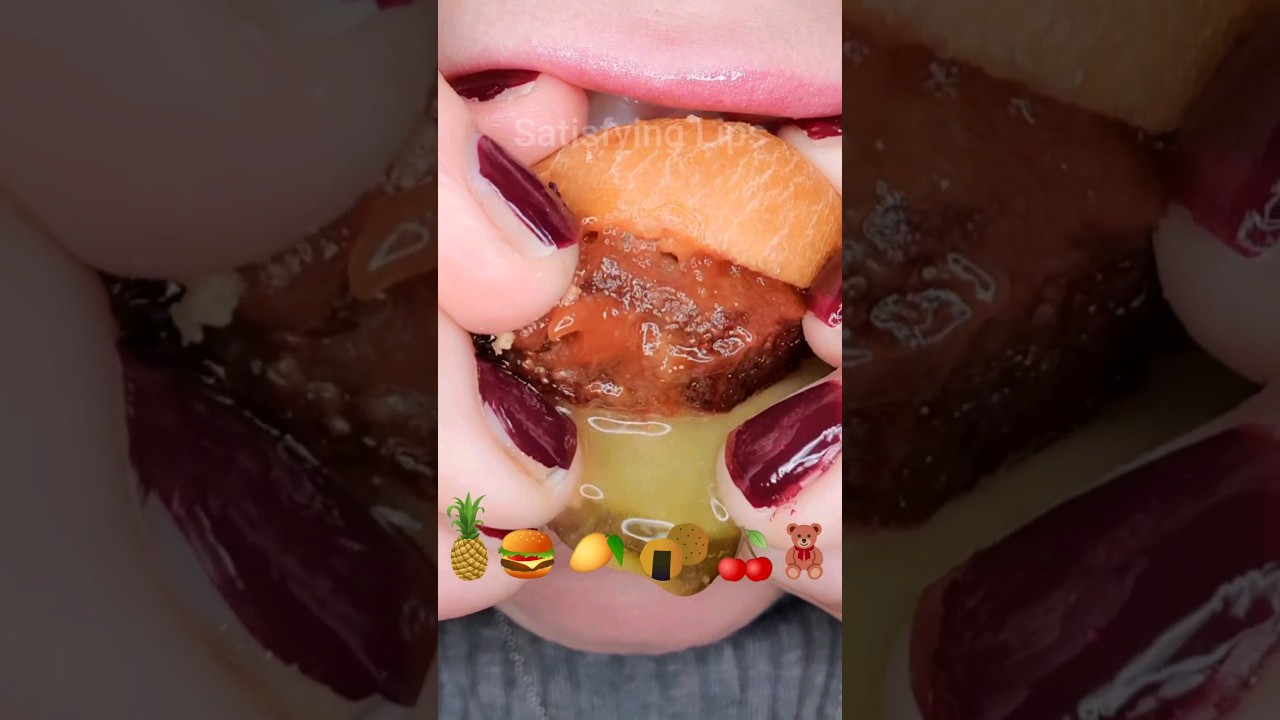 ASMR Satisfying Eating Emoji Foods 🍍🍔🍒 #emojichallenge #asmr #holidayswithshorts