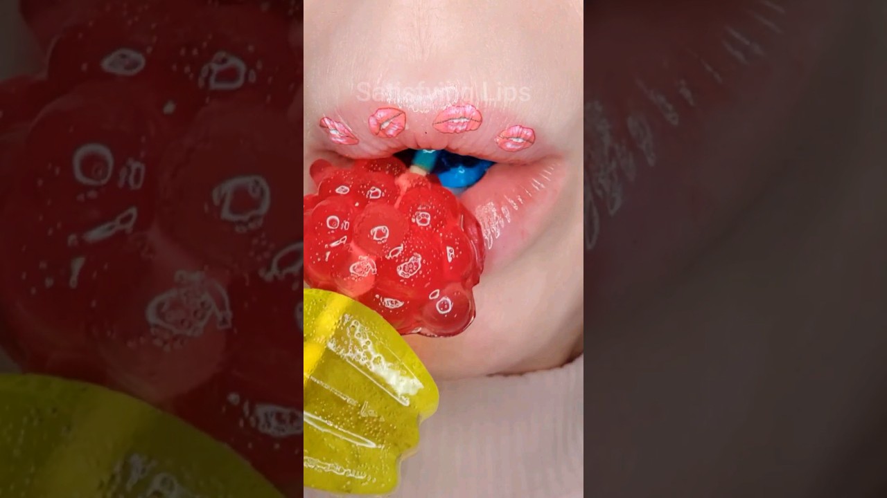 ASMR Satisfying Eating Jelly Candy Fruits #jellyfruit #asmr #asmrsounds