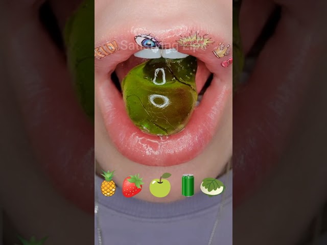 ASMR Satisfying Eating Tasty Emoji Foods 🍍🍏🍓 #asmr #emojichallenge #satisfying