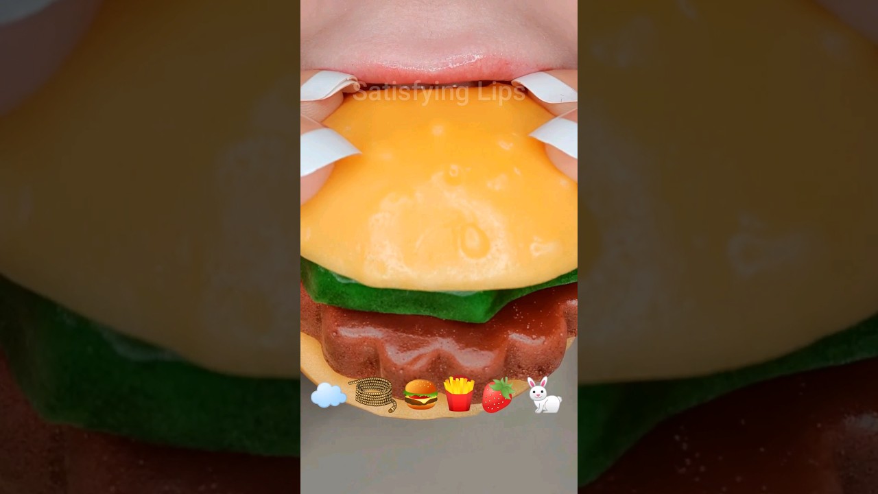 ASMR Satisfying Eating Tasty Foods ☁️🍔🍓 #emojichallenge #asmr #mukbang