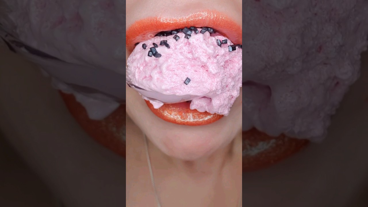 ASMR Satisfying Eating Tasty Pink Fluff #asmrvideo  #eatingsounds #satisfyingvideo