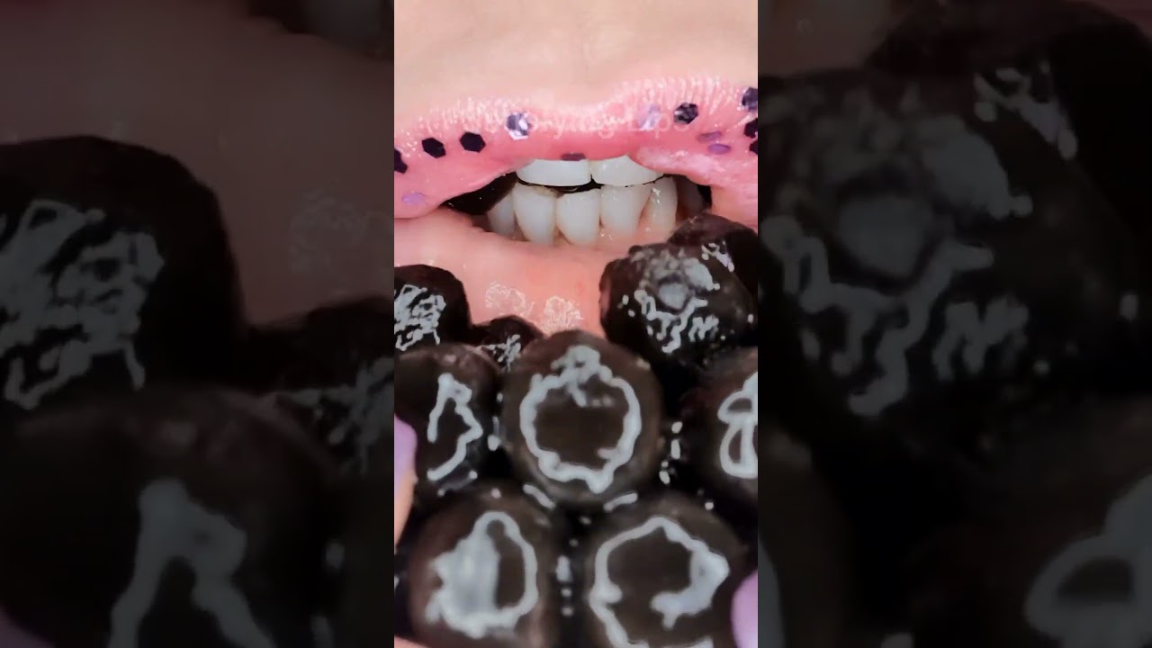 ASMR Satisfying Eating Black Tapioca Balls #relaxing #asmr #oddlysatisfying