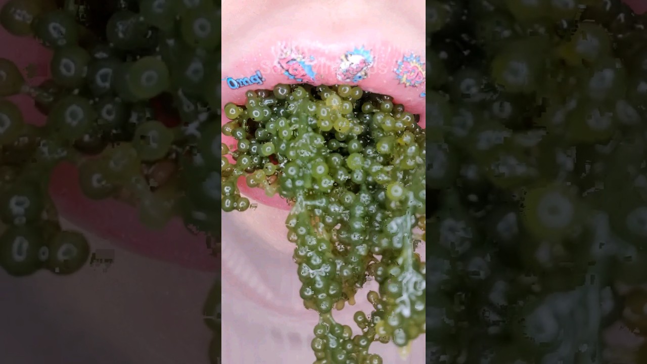 ASMR Satisfying Eating Popping Sea Grapes 🌊 #asmr #poppingsounds #oddlysatisfying