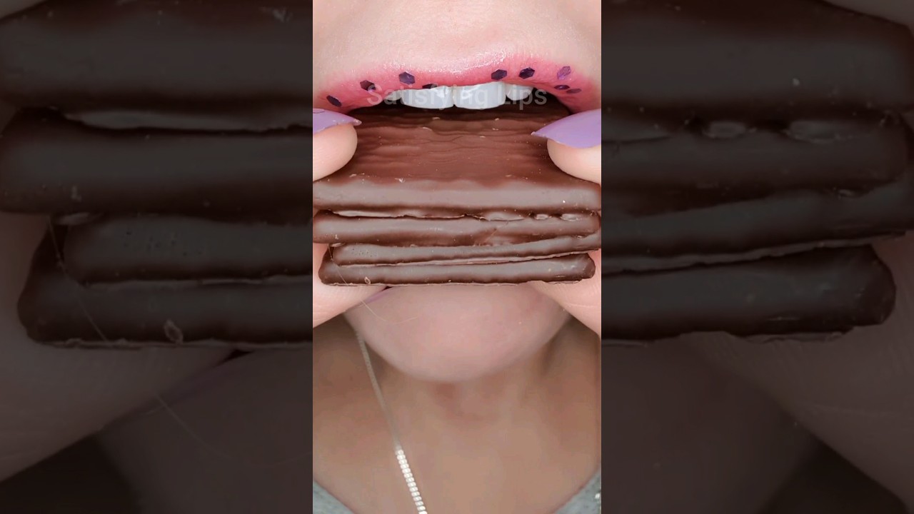 ASMR Satisfying Eating Tasty After 8s 🍫 #asmr #chocolate #satisfyingsounds