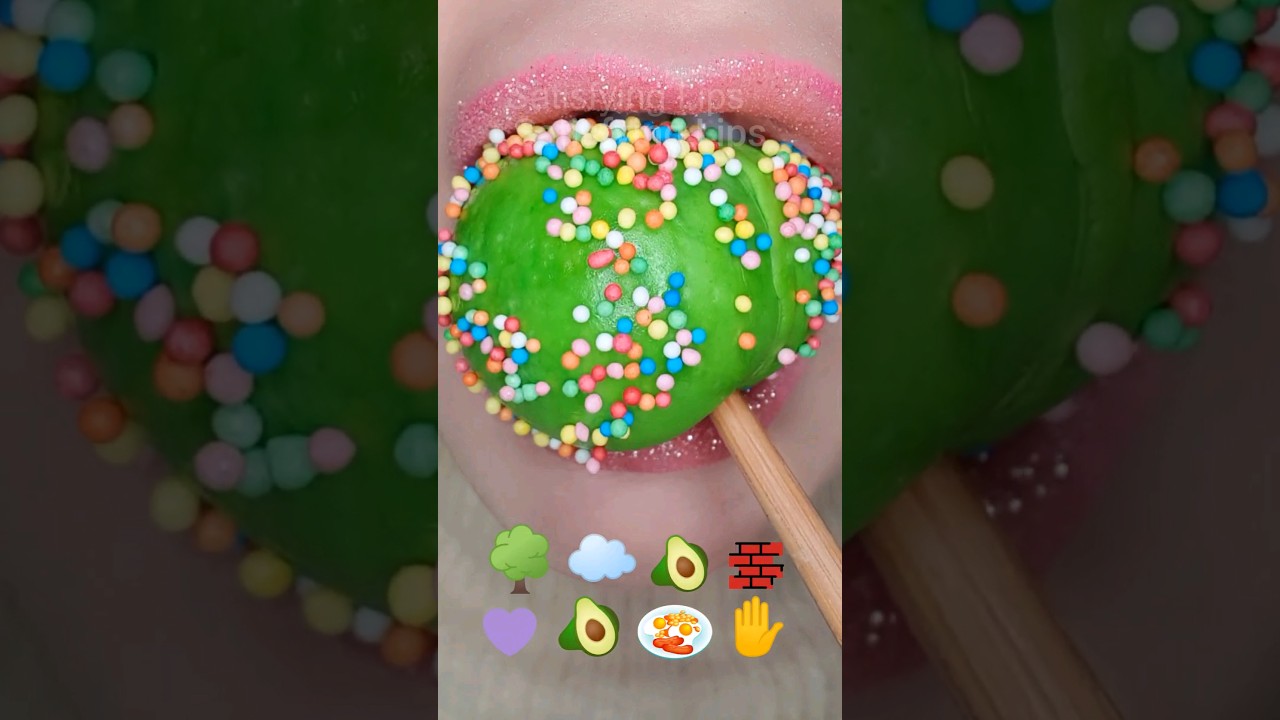 ASMR Satisfying Eating Tasty Emojis 💜🥑🖐 #asmr #emojichallenge #satisfyingvideo