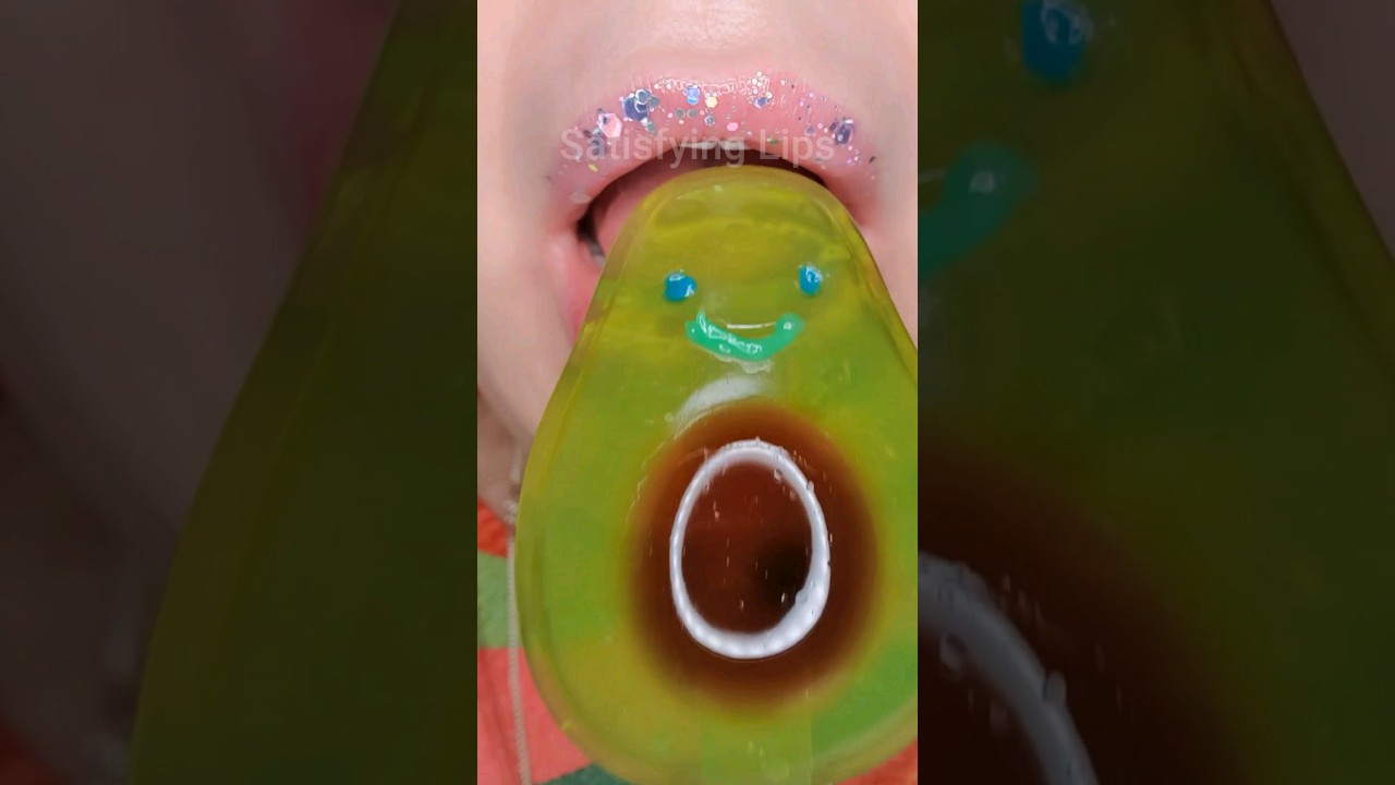 ASMR Satisfying Eating Cute Jelly Avocado 🥑 #asmr #oddlysatisfying #springonshorts