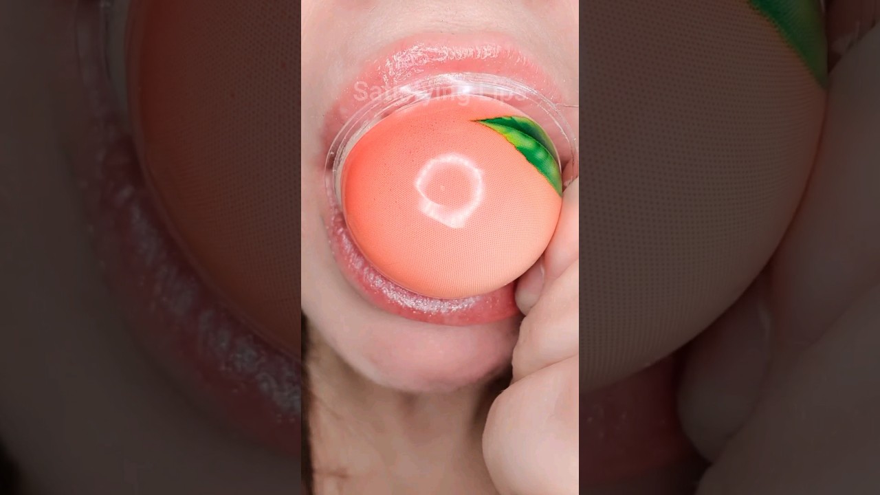 ASMR Satisfying Eating Tasty Peach Gummy 🍑 #asmr #mukbang #springonshorts