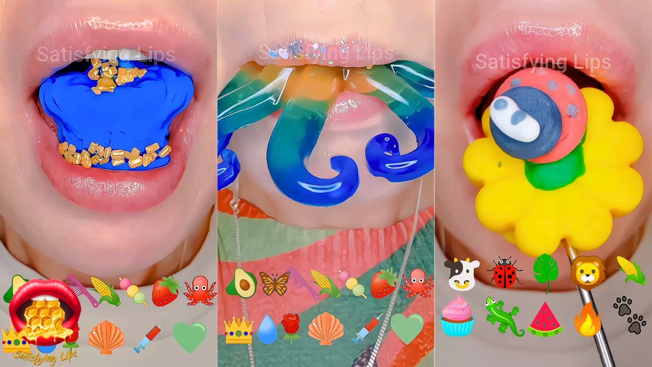 RELAXING SATISFYING ASMR Eating Emoji Food Challenge With BGM Mukbang 먹방
