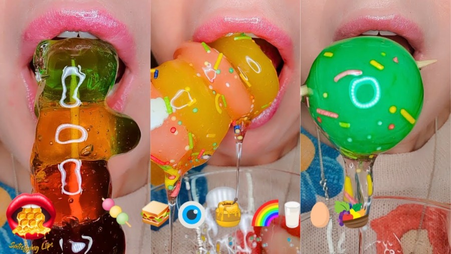 Satisfying ASMR Emoji Food Challenge HONEY TANGHULU MOCHI CEREAL먹방